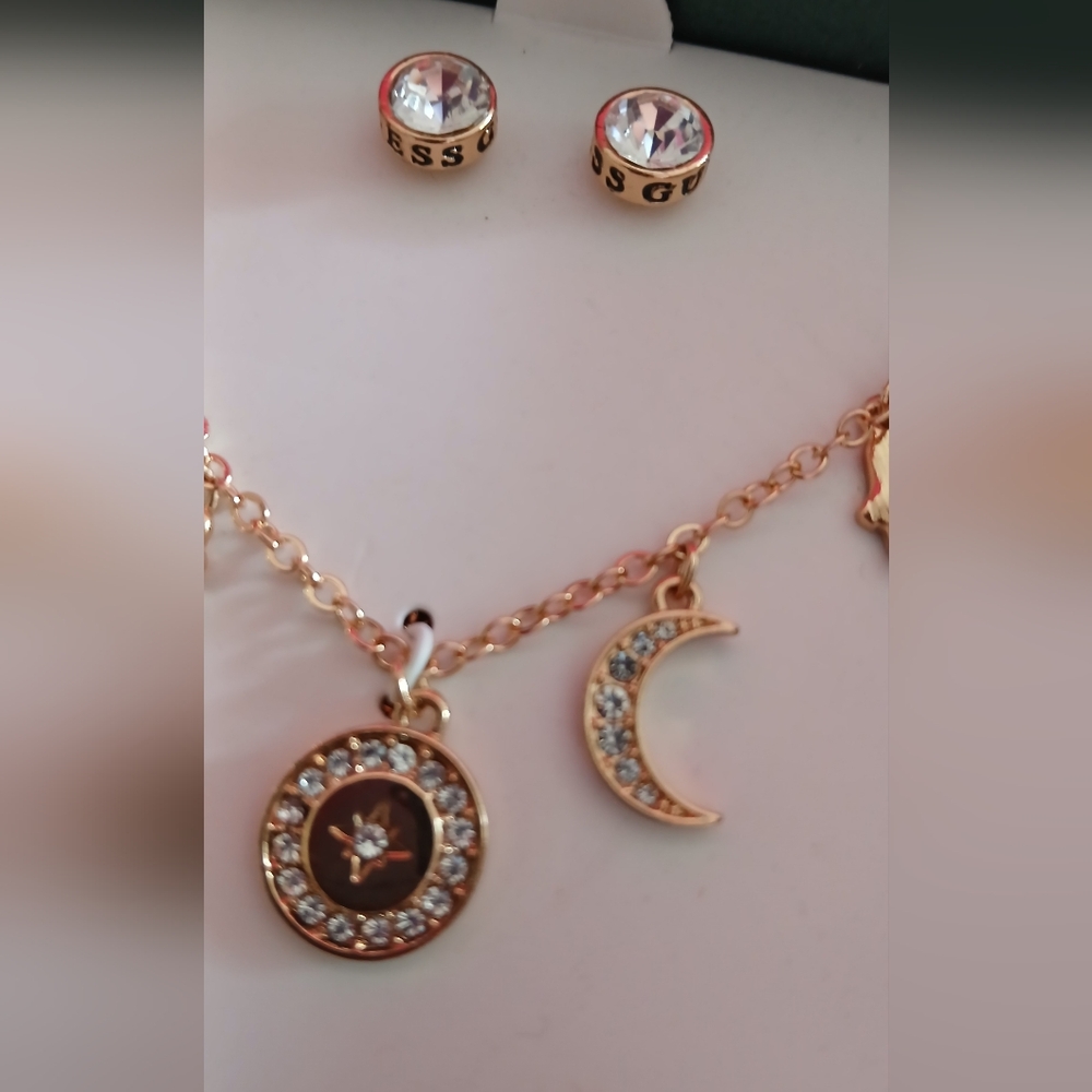 🔥NIB 2pc SET MULTI CHARM PENDANT NECKLACE & EARRINGS & FREE GIFT - Picture 7 of 8